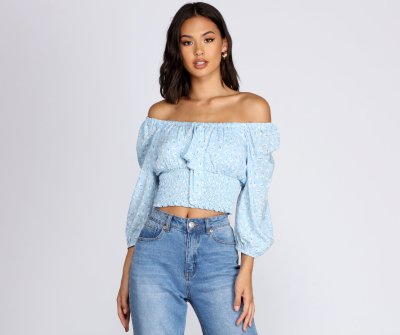 TableClothsUs Ditsy Floral Milkmaid Top
